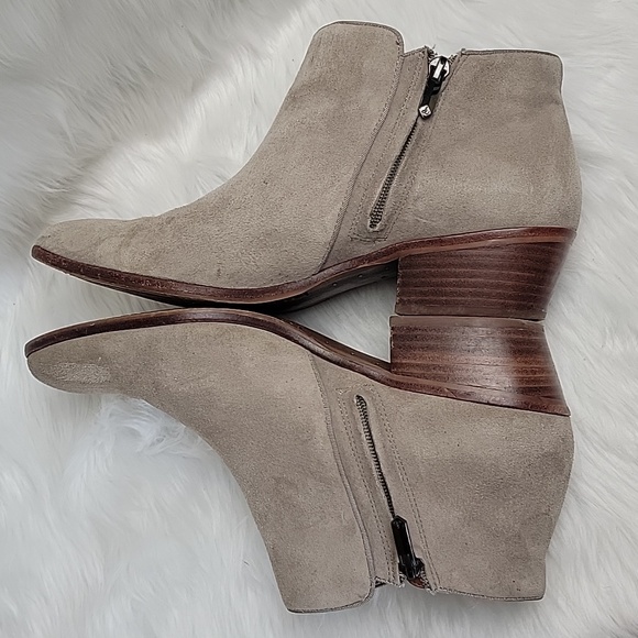 SAM EDELMAN Petty Taupe Suede Western Boho Preppy Zip Up Ankle Bootie Boots 10.5 - Picture 5 of 15